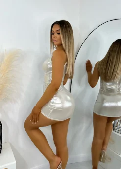 A Night To Remember Mini Dress - Champagne|DressMeZee Sale
