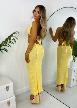 Bali Palms Crochet Maxi Dress - Yellow|DressMeZee Hot