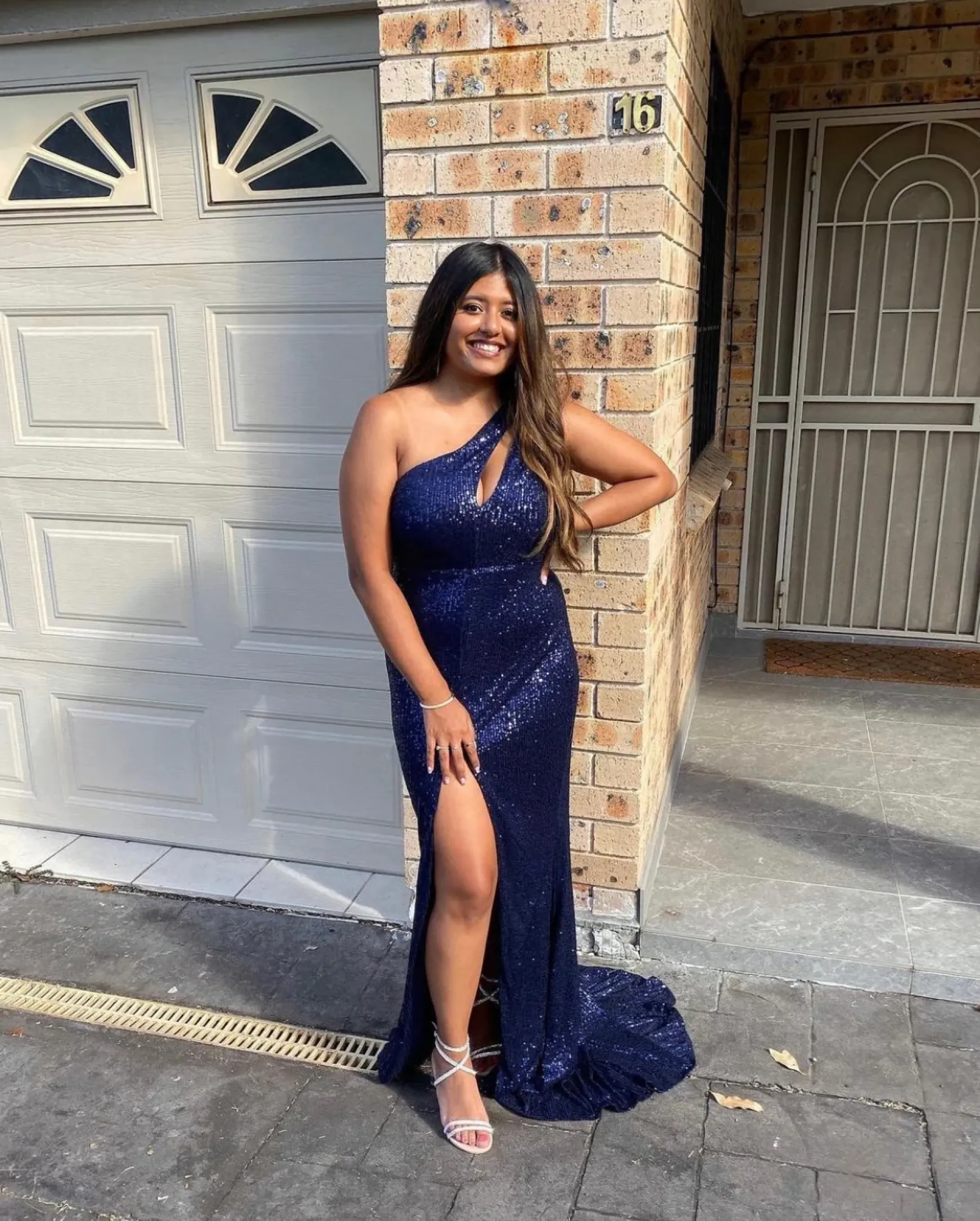 Candice One Shoulder Cut Out Gown - Midnight Blue|DressMeZee Clearance