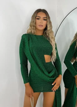 Capture It Wrap Mini Dress - Dark Green|DressMeZee Discount