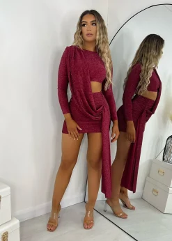 Capture It Wrap Mini Dress - Wine|DressMeZee Online