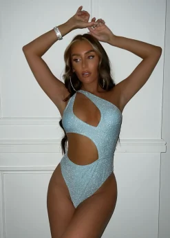 Coconut Kisses Metallic Swimsuit - Blue|DressMeZee Hot