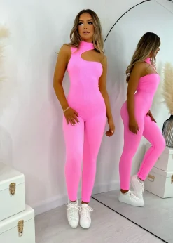 Comfort Is Key Cut Out Jumpsuit - Pink|DressMeZee Best