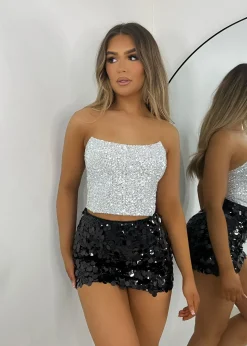 Disco Diva Disc Sequin Skirt - Black|DressMeZee Hot