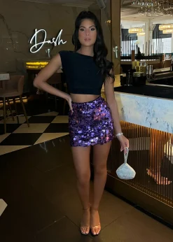 Disco Diva Disc Sequin Skirt - Purple|DressMeZee Outlet