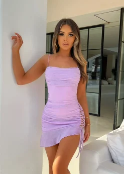 Dreamin About Me Mesh Mini Dress - Lilac|DressMeZee Outlet