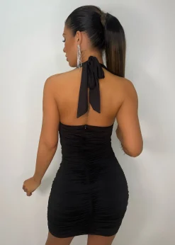 First Love Cut Out Halter Neck Dress - Black|DressMeZee Fashion