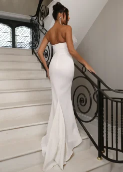 Forever Yours Feather Gown - White|DressMeZee Sale