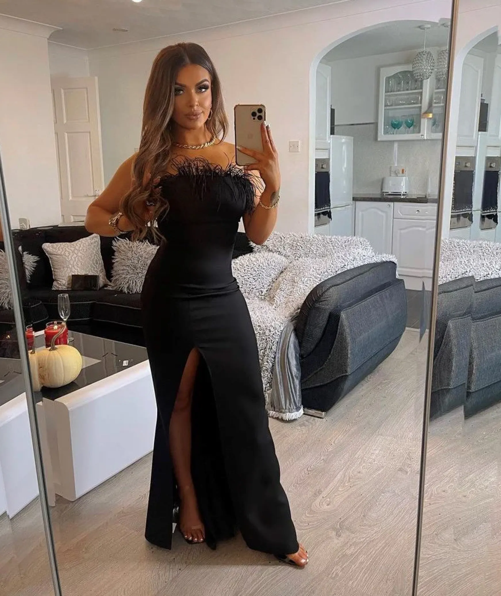 Forever Yours Feather Gown - Black|DressMeZee New