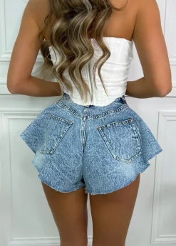 Frill Got It Denim Shorts|DressMeZee Fashion