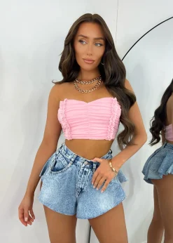 Frill Got It Denim Shorts|DressMeZee Fashion