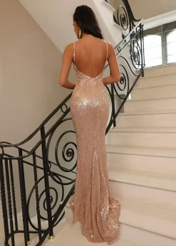 Frozen Heart Sequin Gown - Rose Gold|DressMeZee New