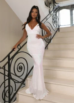 Frozen Heart Sequin Gown - Iridescent|DressMeZee New