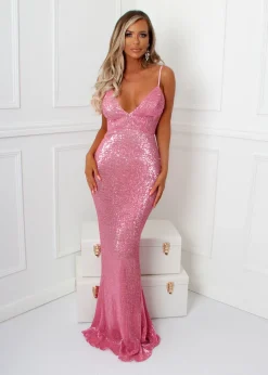 Frozen Heart Sequin Gown - Pink|DressMeZee Hot