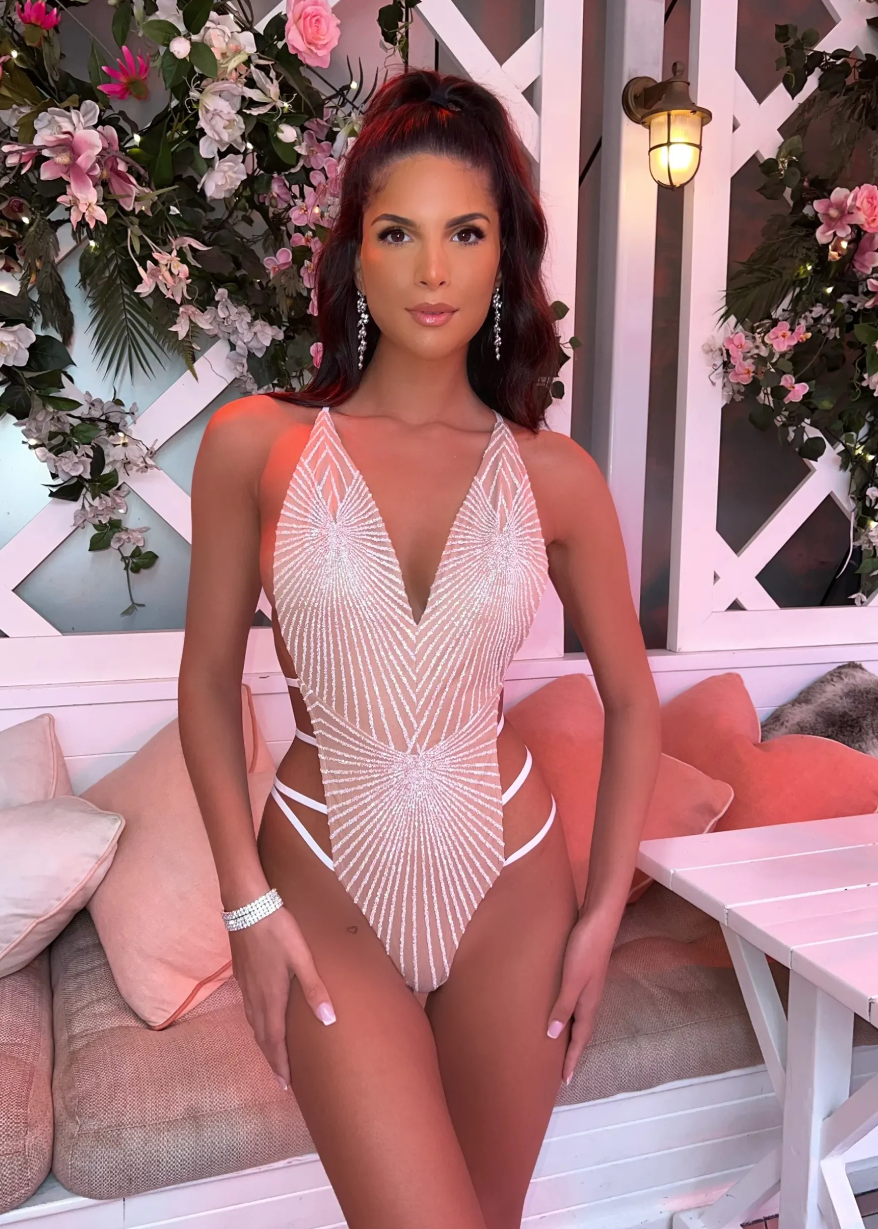 Glitter Dreams Bodysuit - White|DressMeZee Outlet