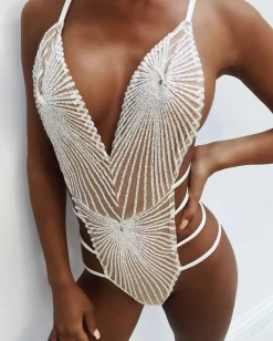 Glitter Dreams Bodysuit - White|DressMeZee Outlet
