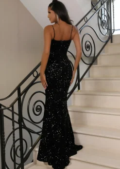 Harriet Premium Sequin Gown - Black|DressMeZee Sale