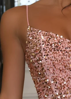 Harriet Premium Sequin Gown - Rose Gold|DressMeZee Outlet