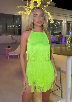 Havana Nights Tassel Playsuit - Neon Green|DressMeZee Hot