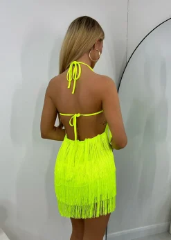 Havana Nights Tassel Playsuit - Neon Green|DressMeZee Hot