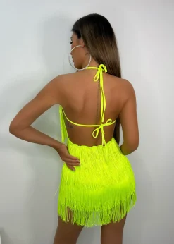 Havana Nights Tassel Playsuit - Neon Green|DressMeZee Hot