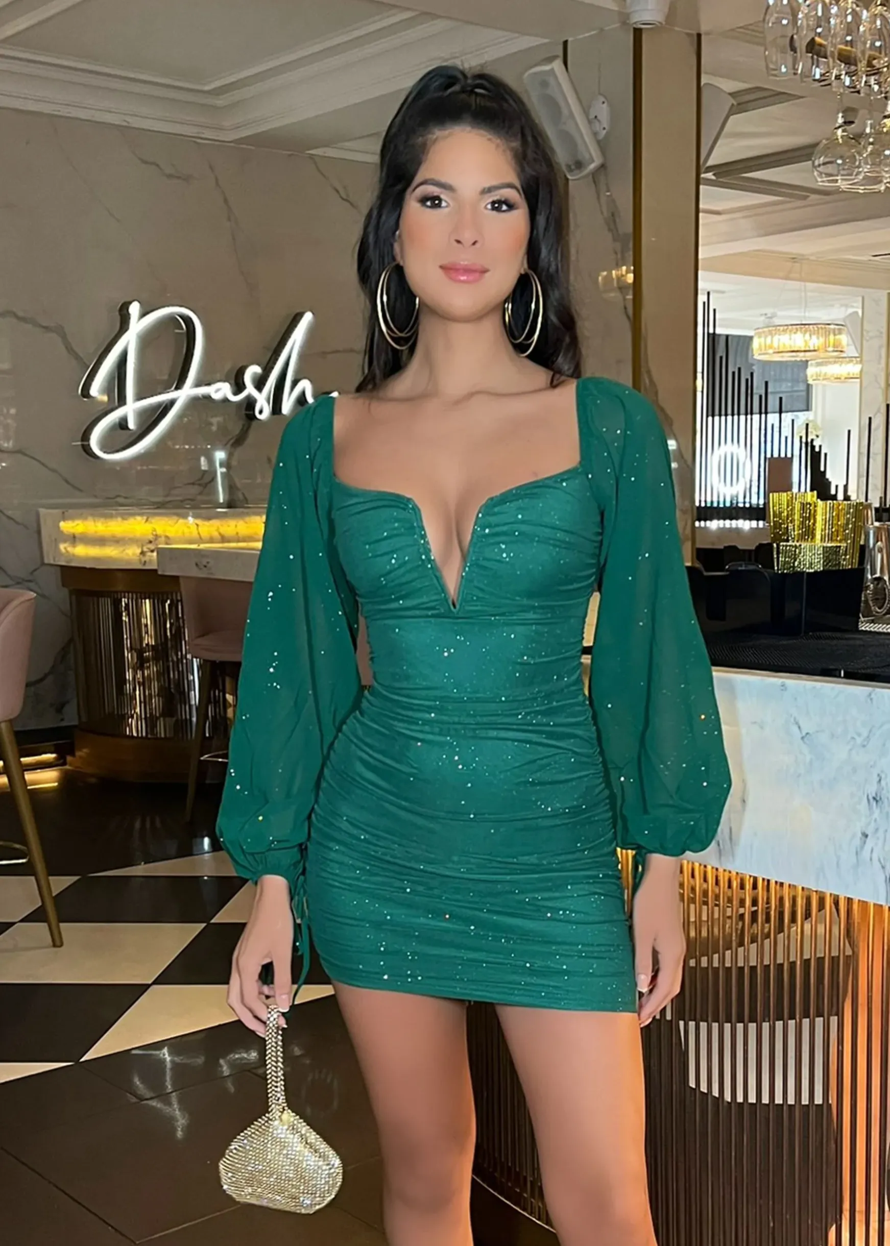 In Your Dreams Long Sleeve Bodycon Dress - Green|DressMeZee Sale