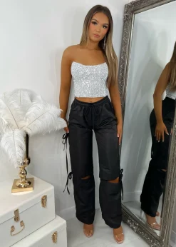 Iona Cargo Trousers - Black|DressMeZee Online
