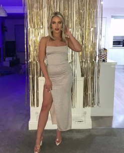 Kourt Lurex Maxi Dress - Champagne|DressMeZee New