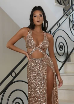 Lala Sequin Gown - Rose Gold|DressMeZee Clearance
