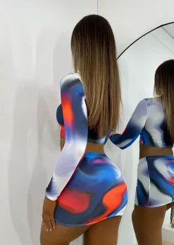 Level Up Two Piece - Blue/ Orange|DressMeZee Online