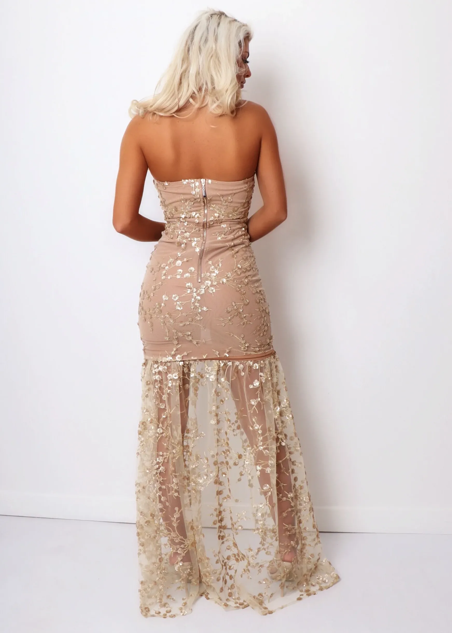 Living In Luxury Gown With Detachable Overskirt - Gold|DressMeZee Outlet