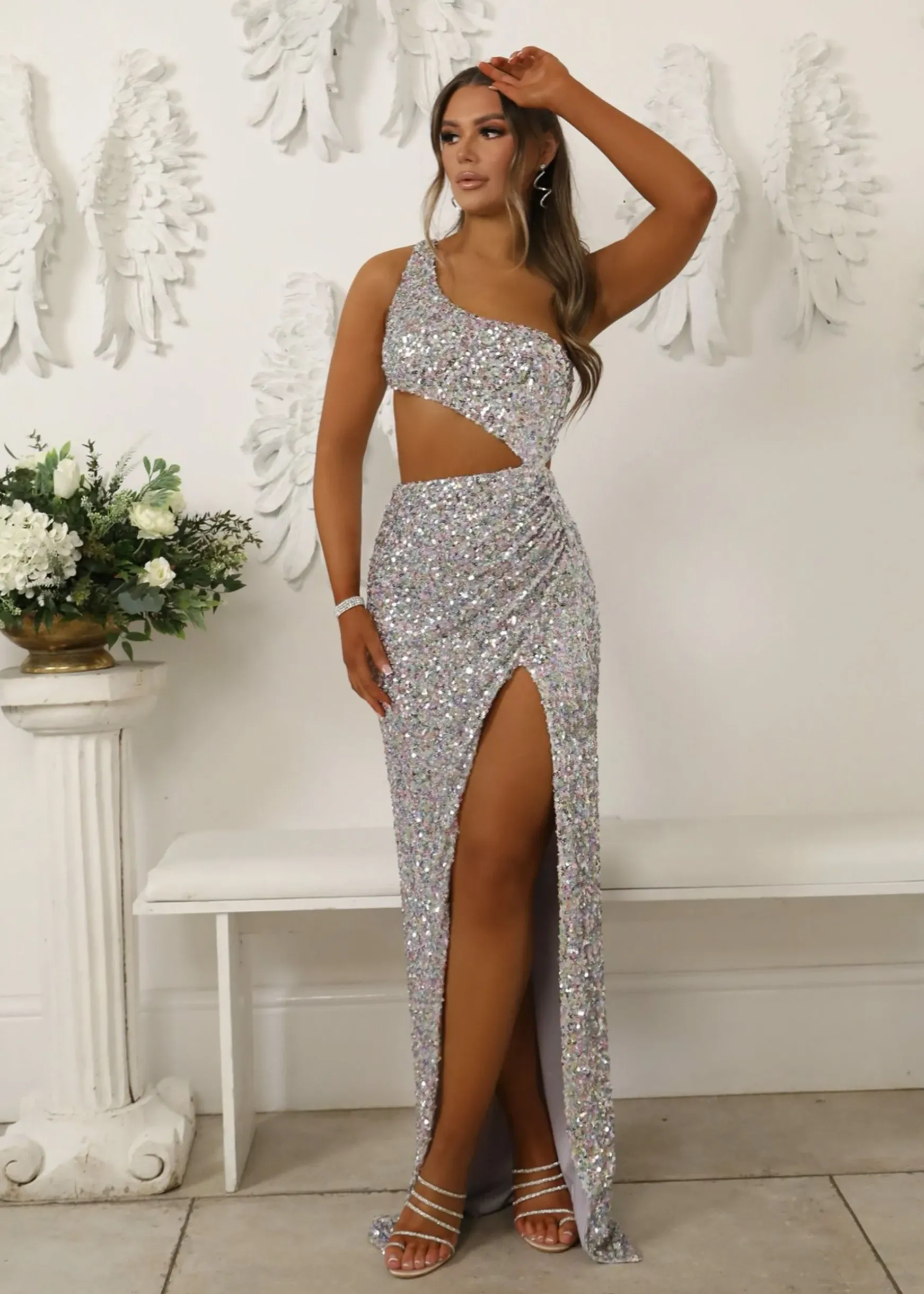 Luna Cut Out Sequin Gown - Multi|DressMeZee Online