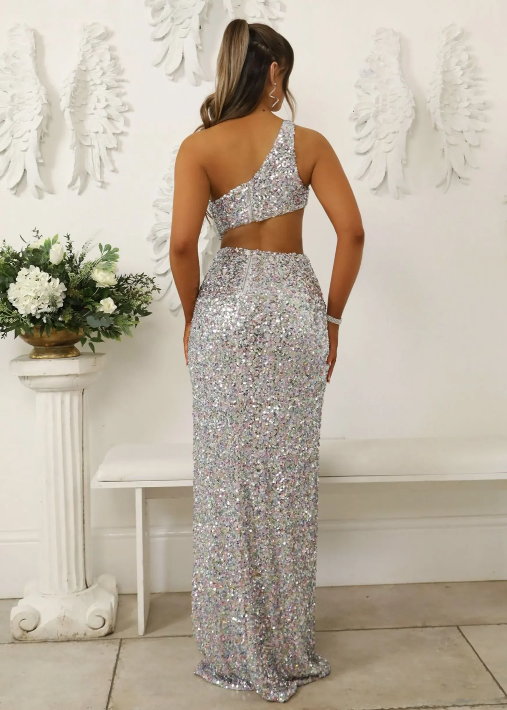 Luna Cut Out Sequin Gown - Multi|DressMeZee Online