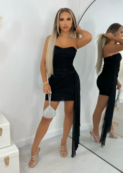 Making An Entrance Mesh Mini Dress - Black|DressMeZee Clearance