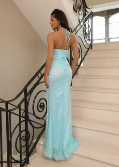 Missy Sequin Gown - Turquoise|DressMeZee Clearance