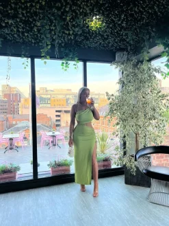 Natalia Cut Out Maxi Dress - Green|DressMeZee Online