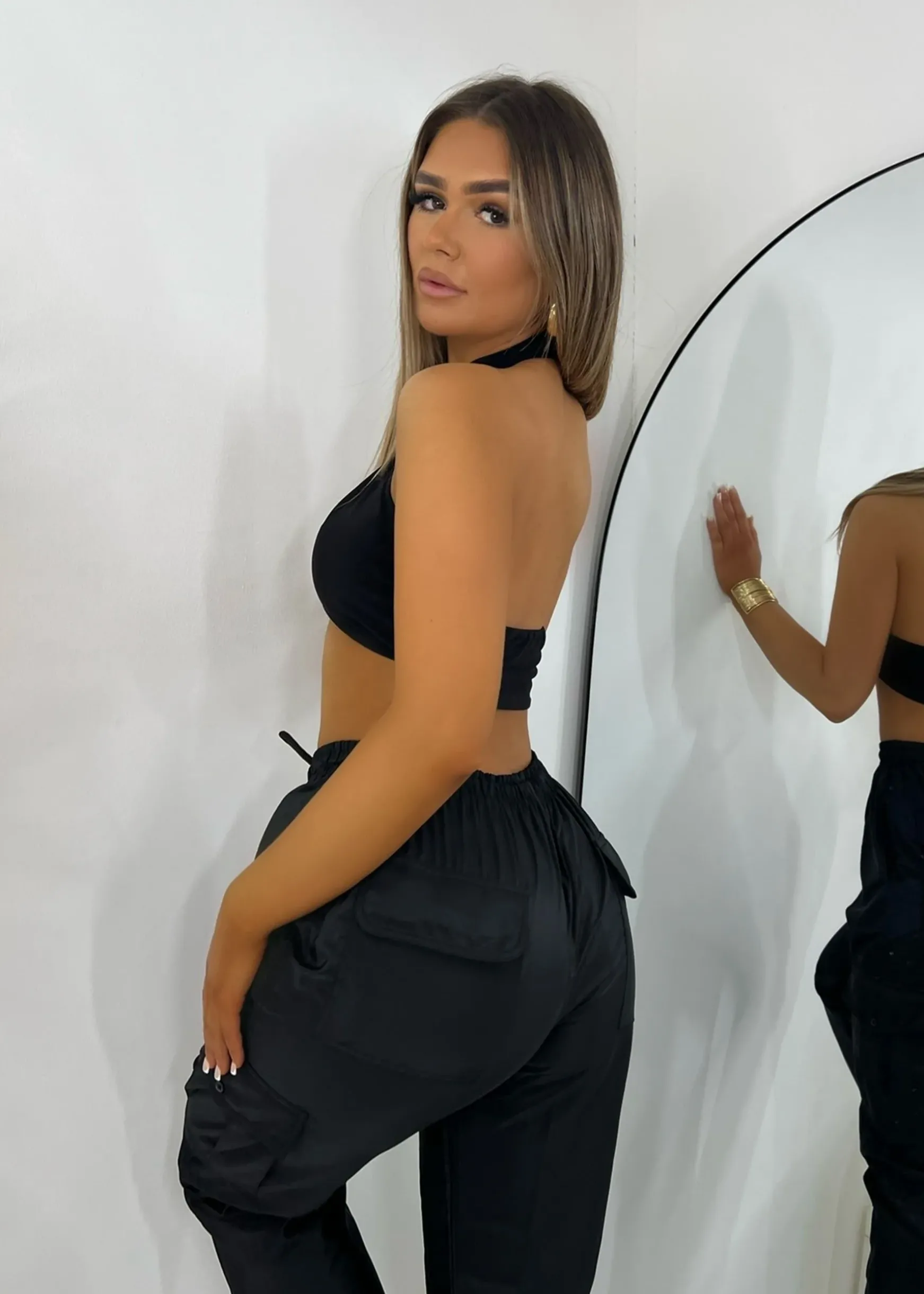 Out Of Luck Cross Halter Neck Crop Top - Black|DressMeZee Online