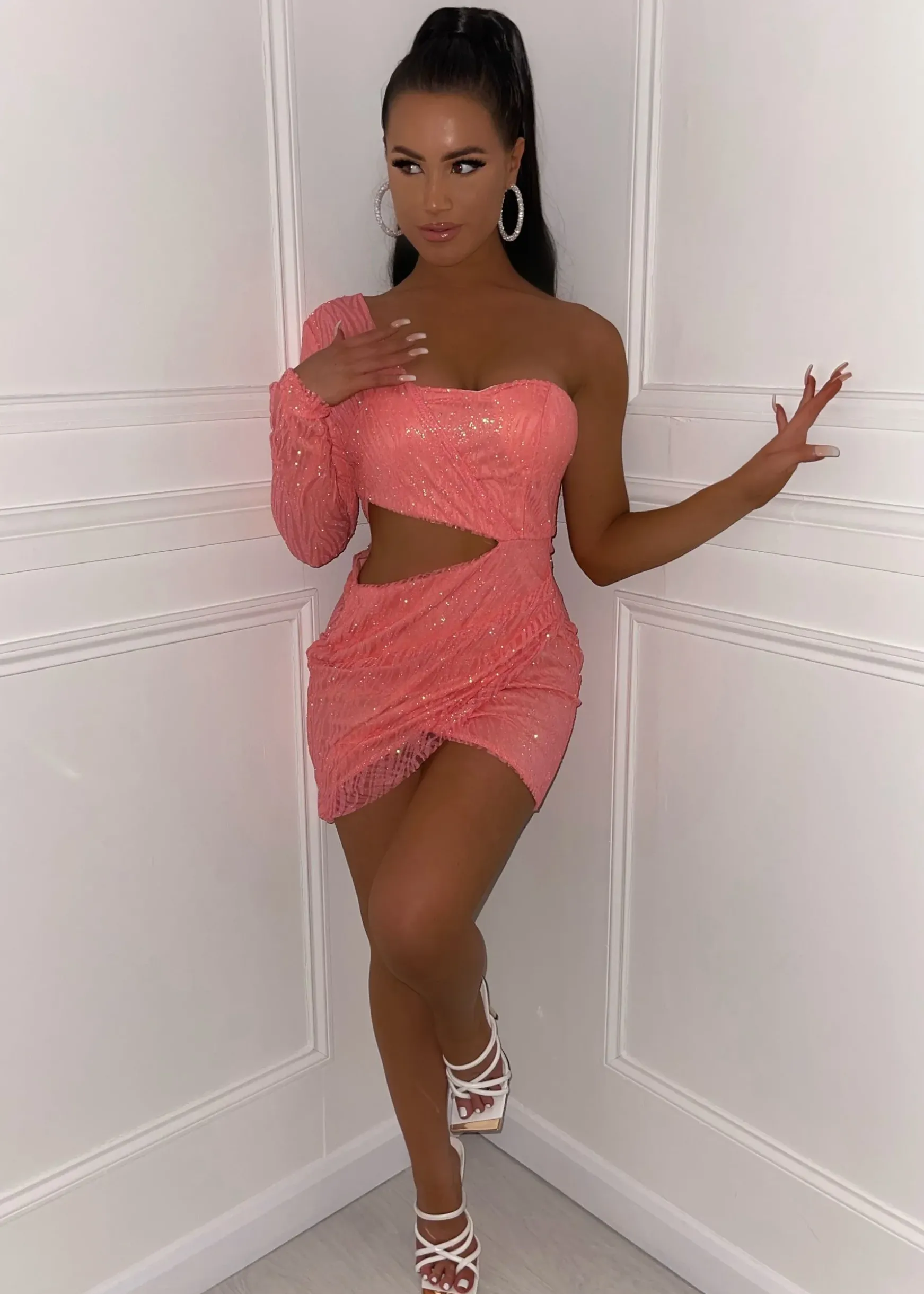Party In La Glitter Sequin Dress - Pink|DressMeZee Sale