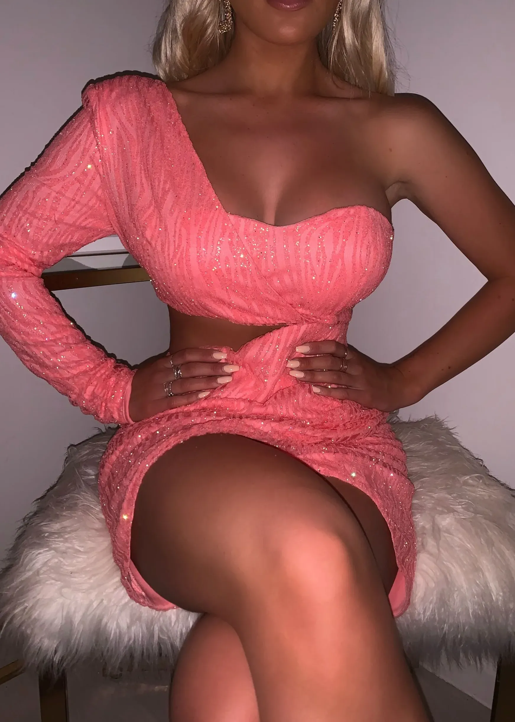 Party In La Glitter Sequin Dress - Pink|DressMeZee Sale