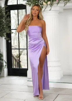 Pixie Satin Gown - Lilac|DressMeZee Best