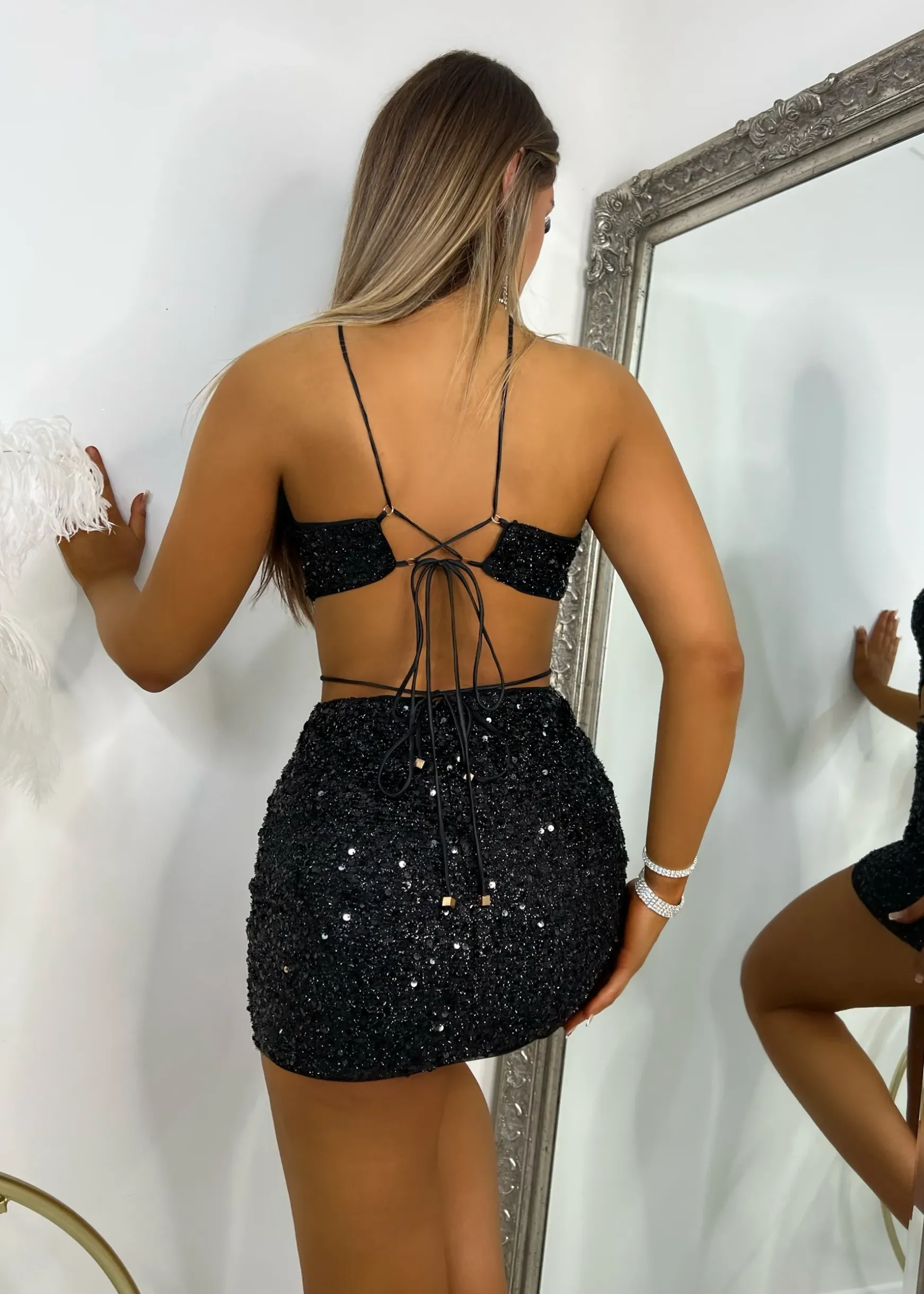 Remmy Sequin Dress - Black|DressMeZee Clearance