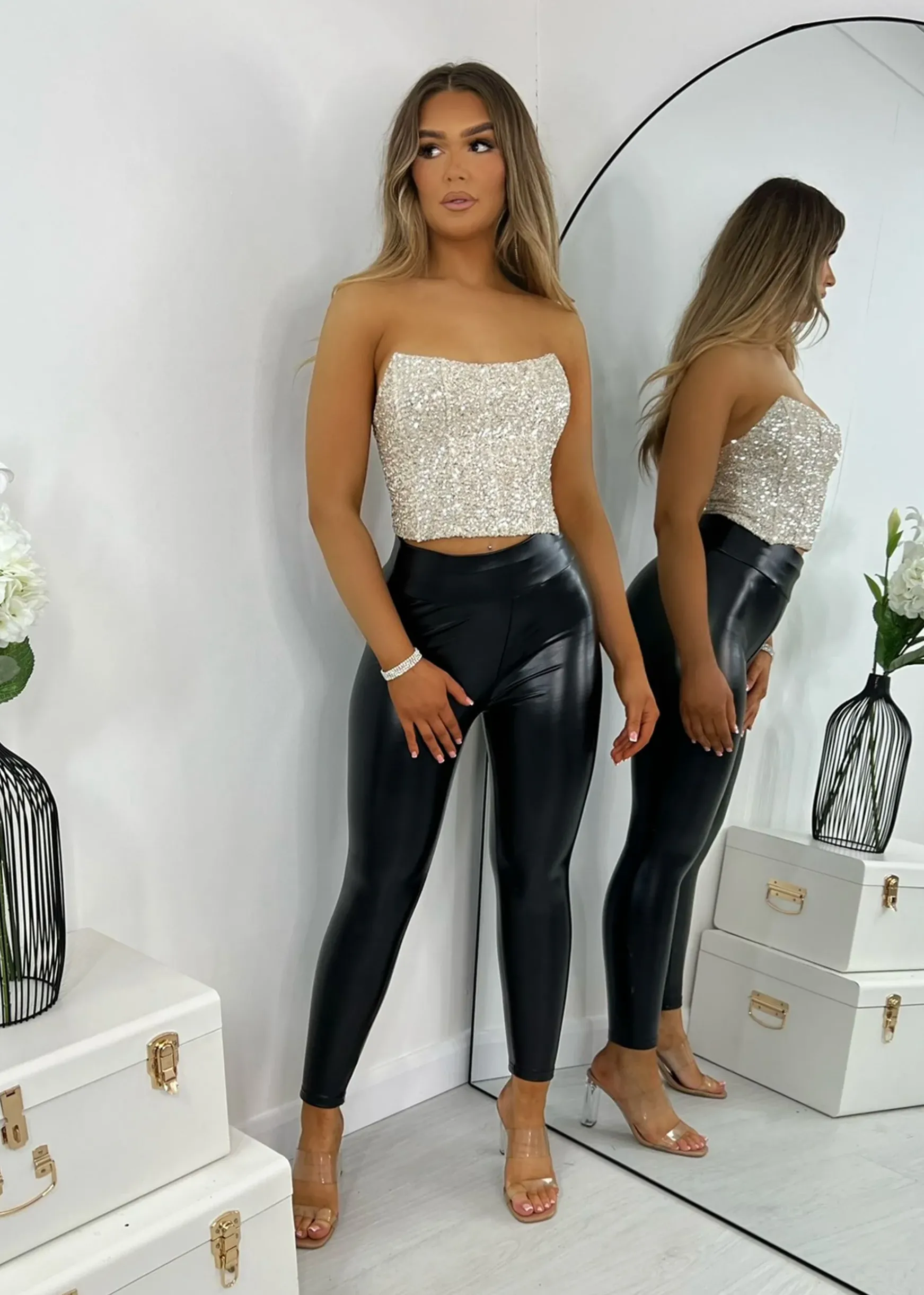 Rue Sequin Corset Top - Gold|DressMeZee Outlet