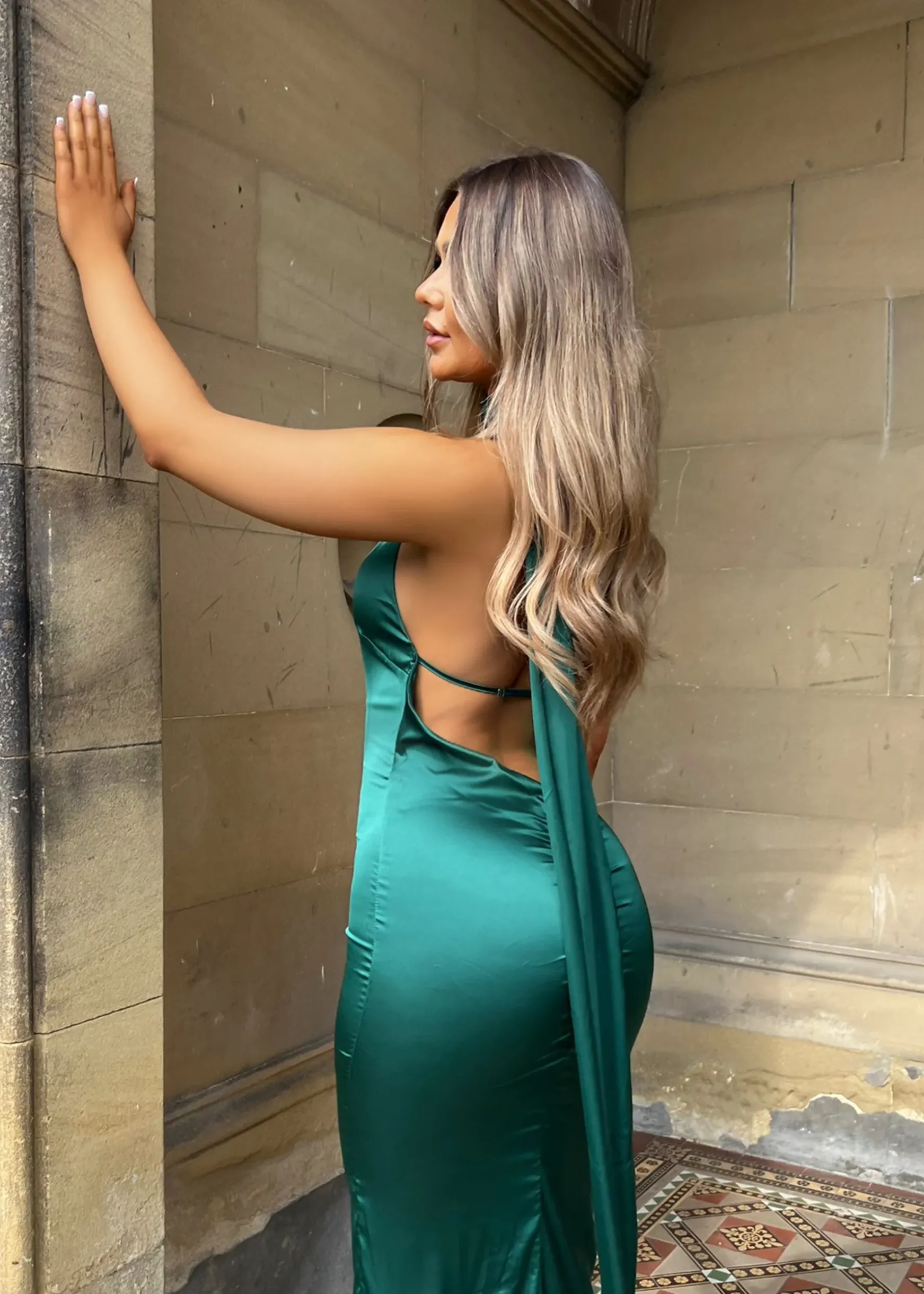 Satin Seduction Gown - Emerald Green|DressMeZee Clearance
