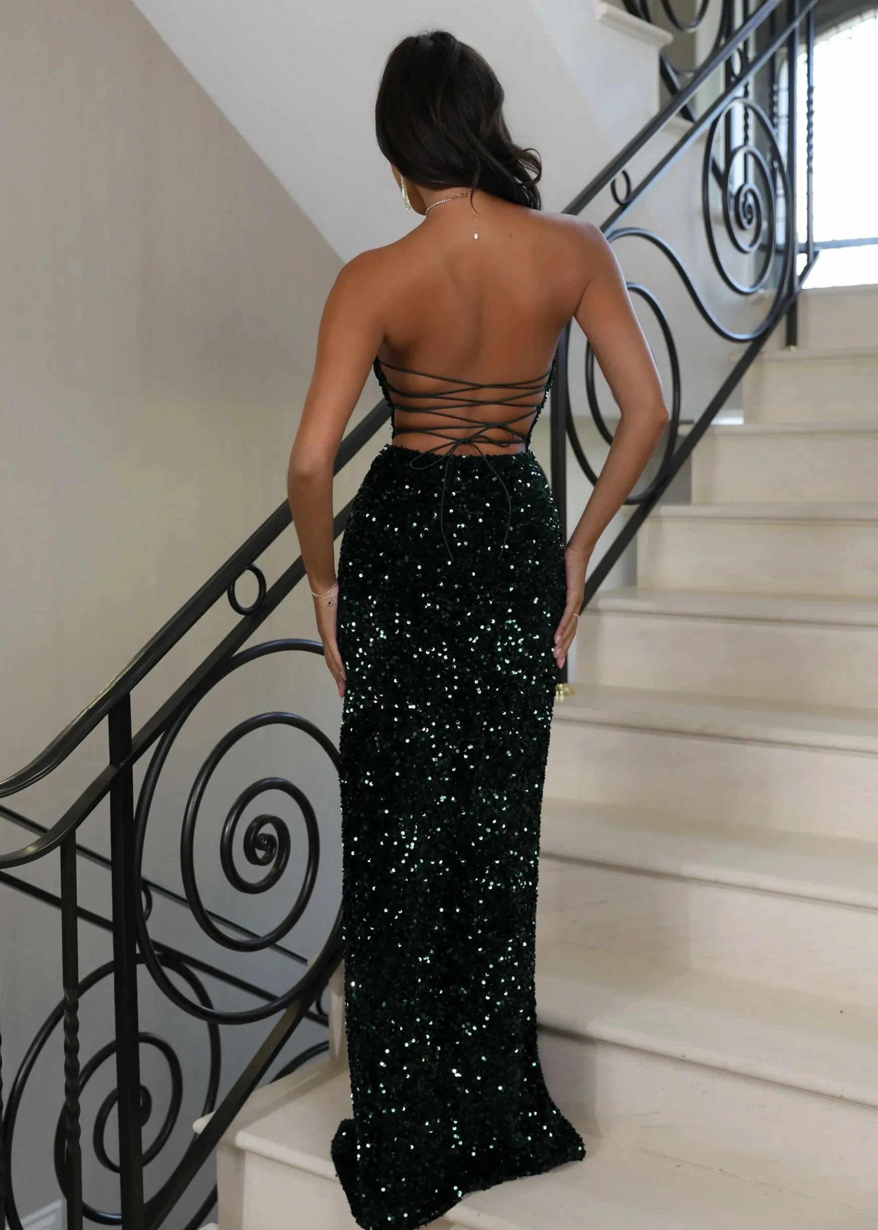 Shayna Sequin Gown - Green|DressMeZee Outlet