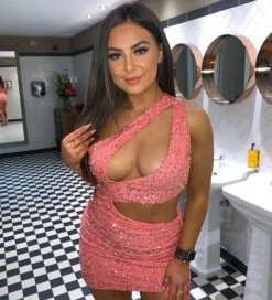 Shooting Star Cut Out Sequin Dress - Pink|DressMeZee Sale