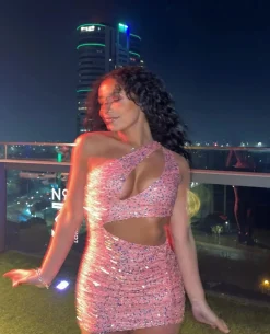 Shooting Star Cut Out Sequin Dress - Pink|DressMeZee Sale