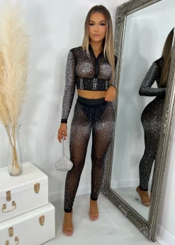 Simone Diamante Leggings - Black|DressMeZee Outlet