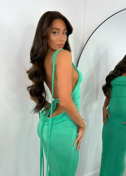 Stacee Low Back Maxi Dress - Green|DressMeZee Outlet