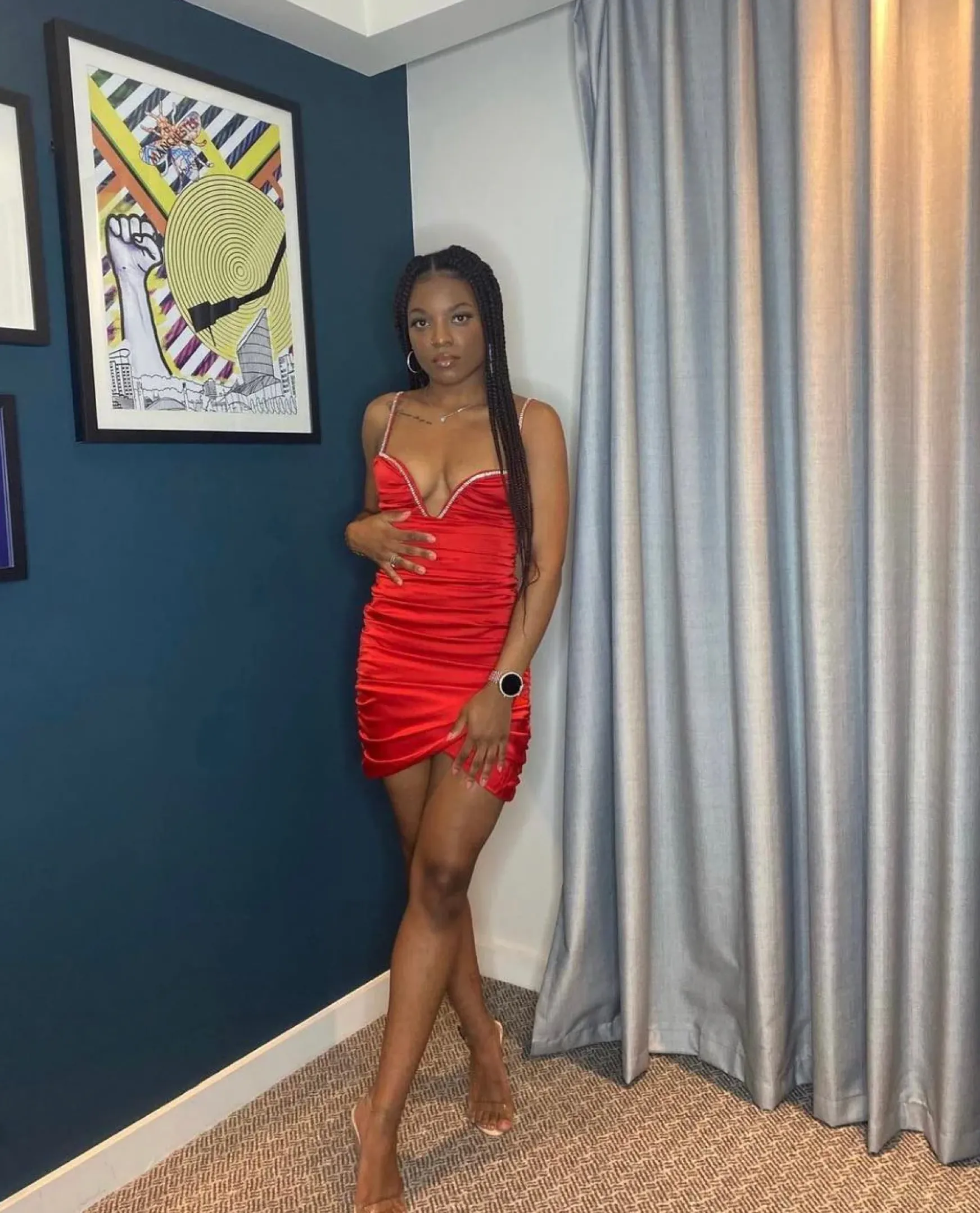 Steal The Show Diamante Ruched Mini Dress - Red|DressMeZee Clearance