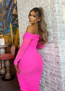 Tammy Midi Dress - Hot Pink|DressMeZee Discount